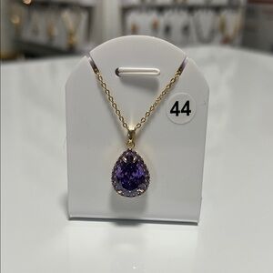 Elegant Purple Teardrop Pendant Necklace